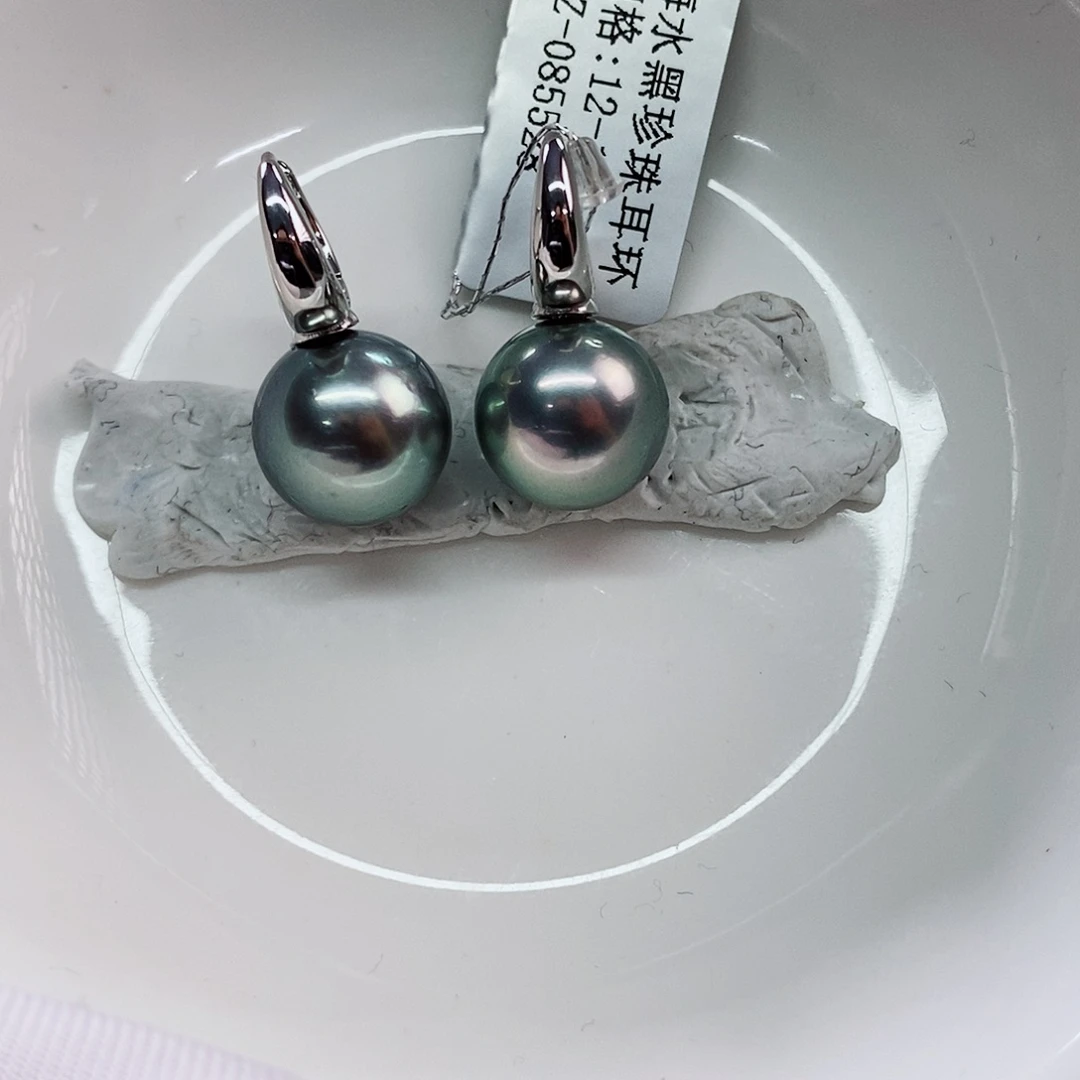 银S925镶嵌耳饰海水珍珠12-13