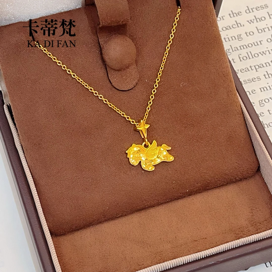 金店同款爆闪碎冰冰小飞马独角兽项链马年生肖马锁骨链高级感