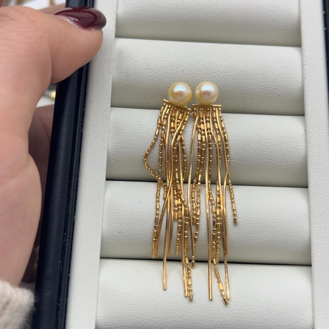 银S925镶嵌耳饰海水珍珠