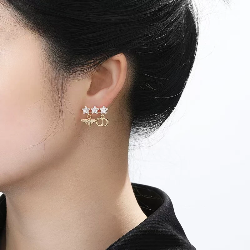 钛钢锆石耳饰 6968-高版CD小蜜蜂