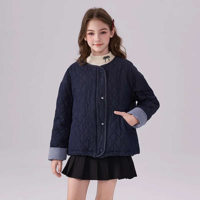 2269七彩兜兜女童棉服儿童洋气时尚冬装新款保暖冬季加厚大童外套