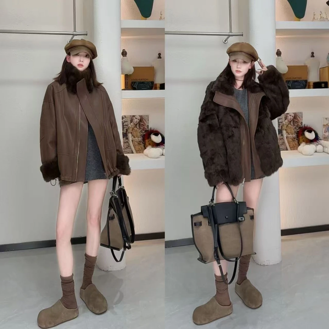 【微哥内部自营】2025新款兔毛双面穿女款 休闲时尚保暖111