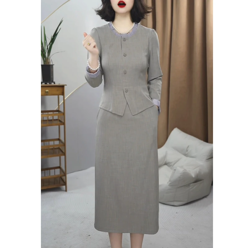 小香风连衣裙2025新款春今年流行爆款高档气质高级感假两件裙子女