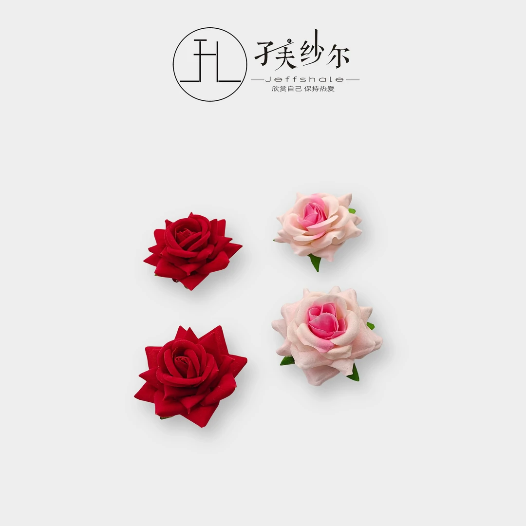 玫瑰花发夹一对装