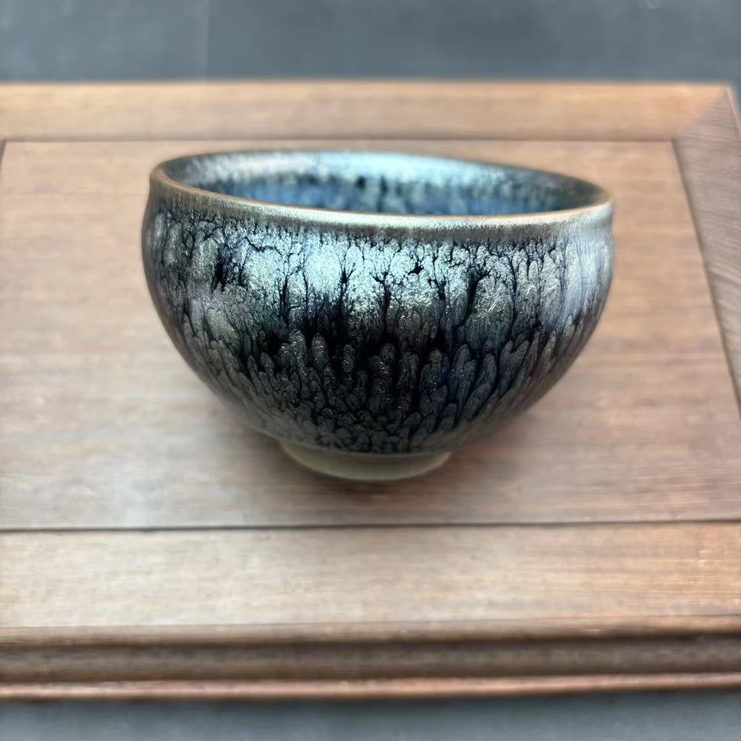 建阳建盏百花将军铁胎陶瓷手工家用入门好养彩复古精美釉面