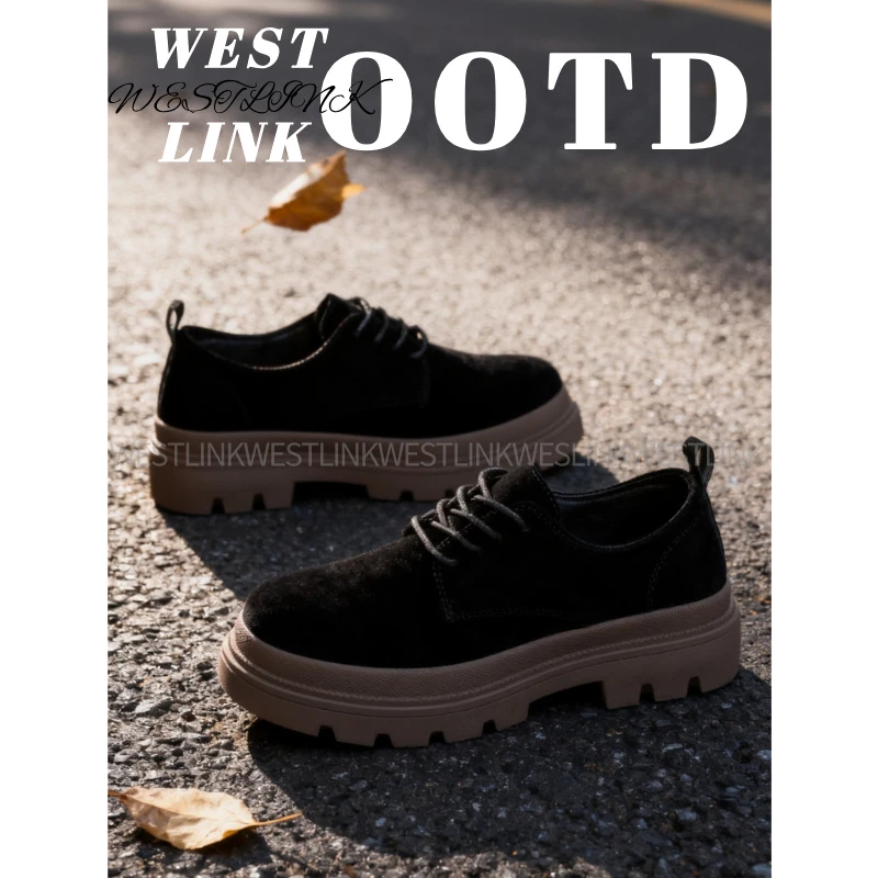 【抖音双11】西遇2025秋季新款德比鞋轻奢男生增高｜复古鞋休闲皮鞋