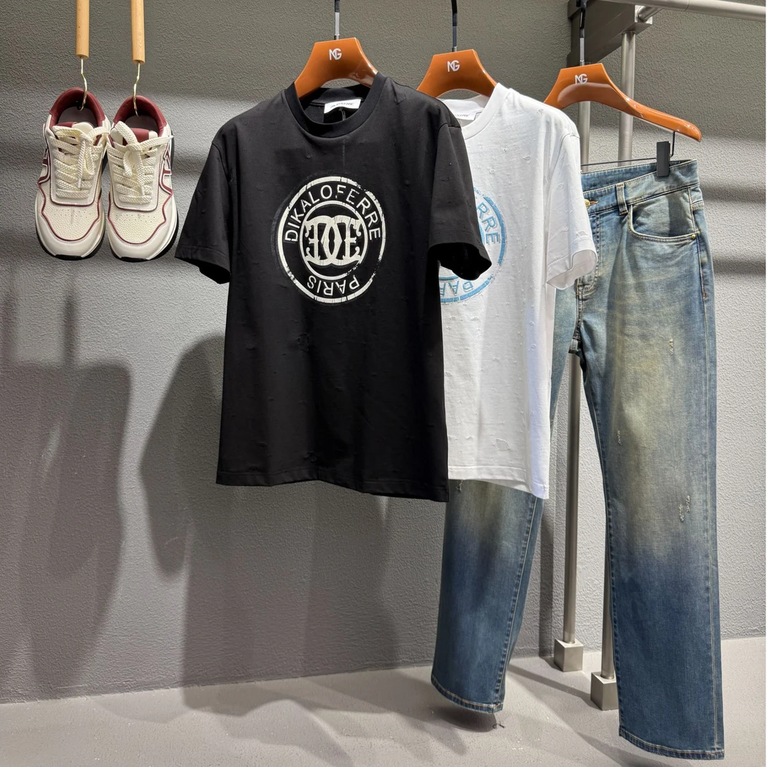 DIKALO FERRE/迪卡里奥 费雷D52DT139早春新款立体双纱棉镂空半袖