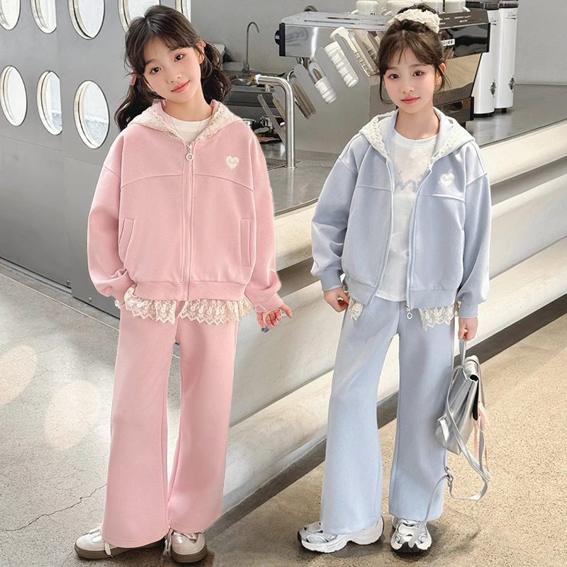 女童卫衣春秋款2025新款洋气中大童卫裤休闲小女孩春季女大童套装