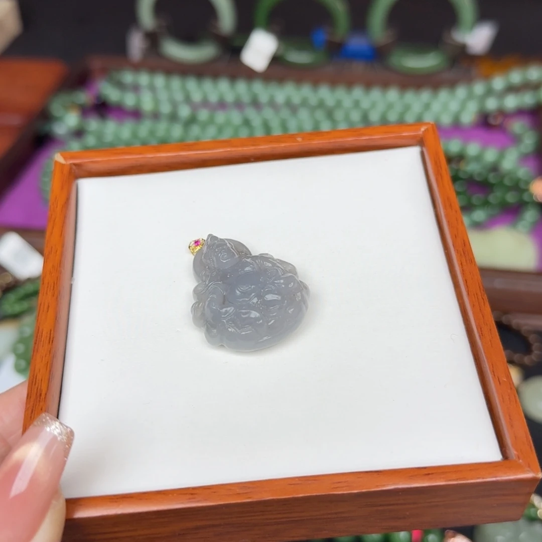 和田玉18K金镶嵌吊坠(不含链)