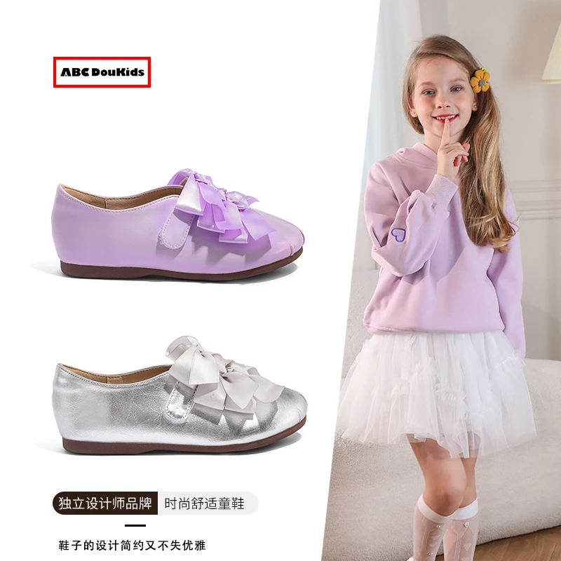 ABC Doukids2025春夏新款软底一字式扣带单鞋甜美深口薄款女鞋
