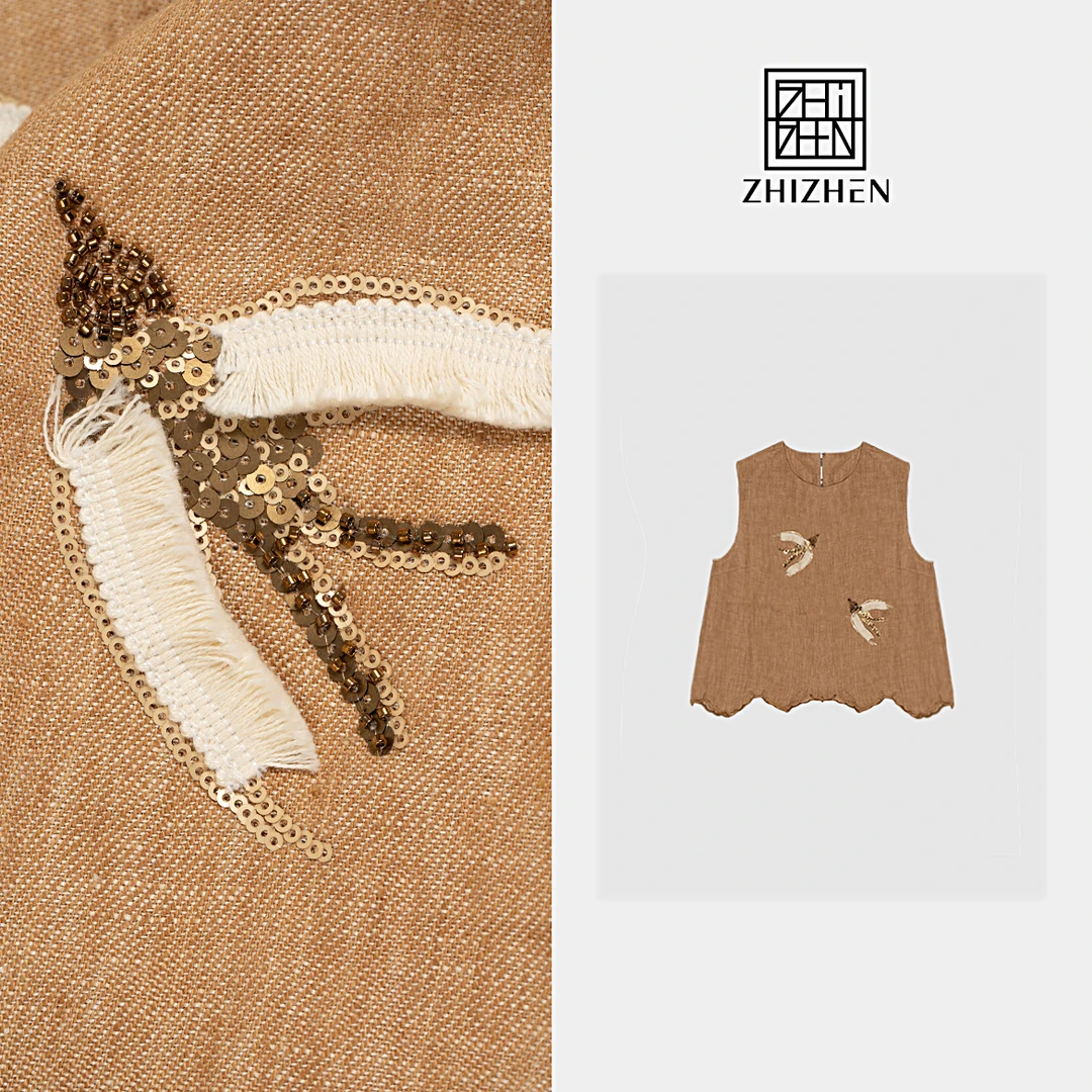 春夏新款黑色印花砍袖上衣【听宁】