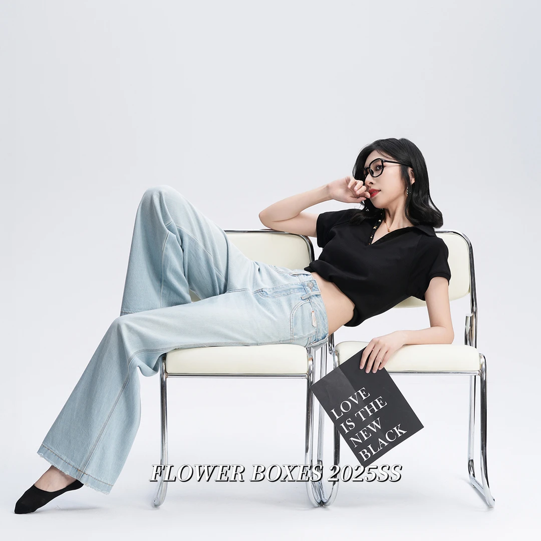 春夏薄款花匣子牛仔裤官方旗舰店高个子浅蓝工装宽松阔腿裤59686