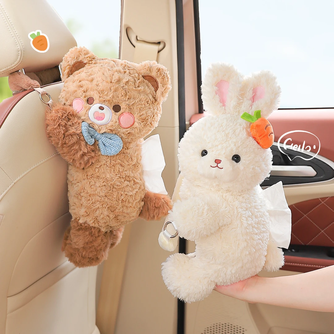 创意可爱车载纸巾盒后排挂式抽纸盒车内装饰用品摆件汽车纸巾挂袋