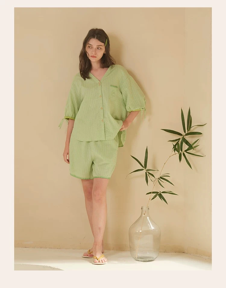 雅致内衣 | 朵朵女士夏季短袖短裤家居服套装