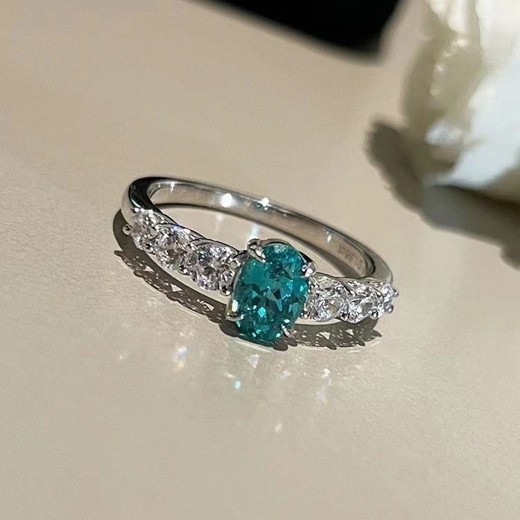 925银戒指 爆款绿锆戒指开口女个性奢华精致感气质百搭高级感