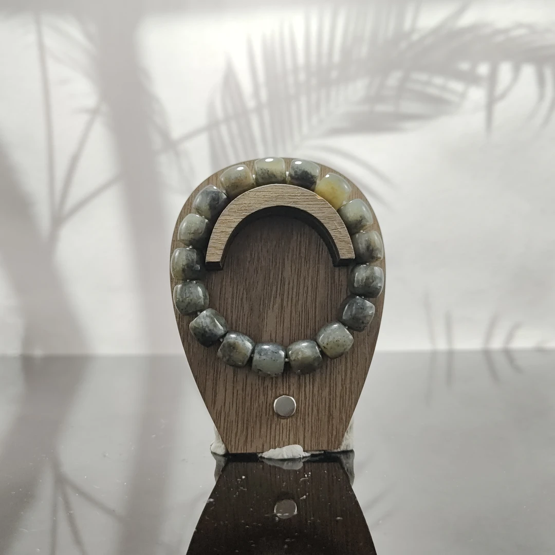 E和田玉青花籽直切桶珠手串（卡12）4912