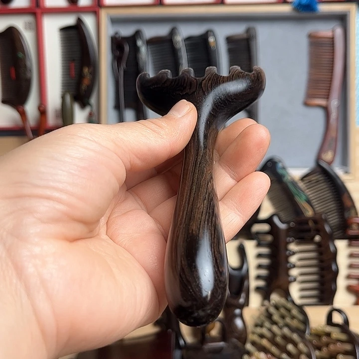 红酸枝木类乌木耙子按摩梳子