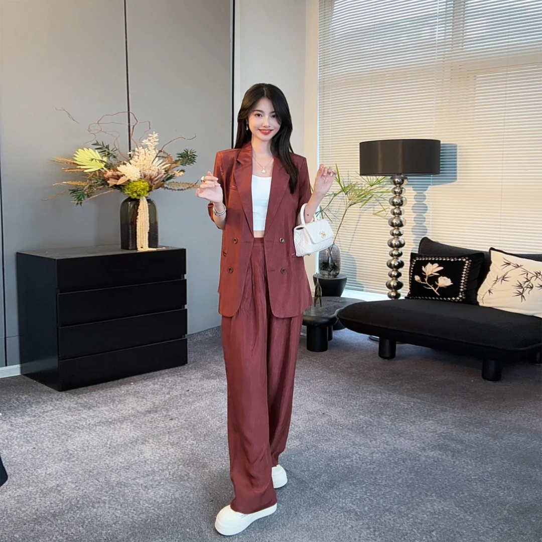 100%真醋酸韩系西装套装显瘦遮肉夏季气质时尚减龄洋气935
