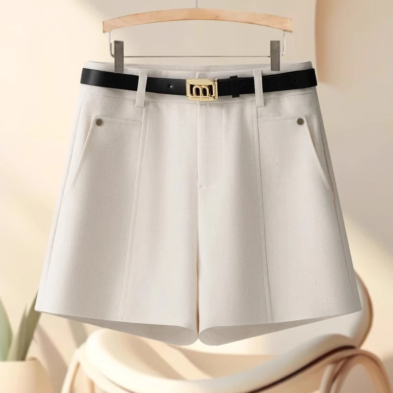 高腰西装阔腿短裤女春夏季2025新款休闲显瘦小个子显瘦a字直筒裤