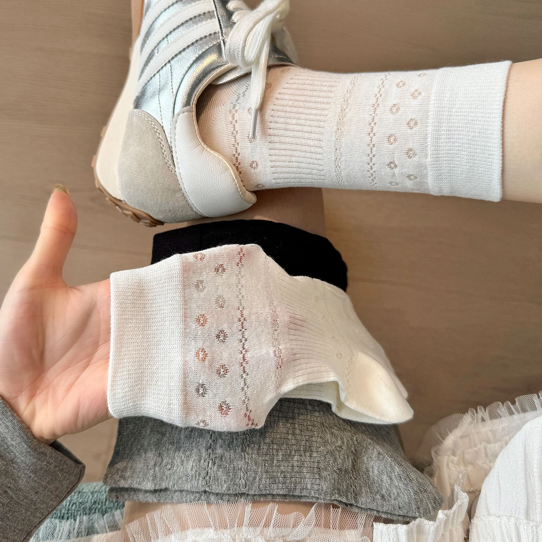 袜子女夏季薄款中筒袜网红款潮流超火白袜女款无骨袜棉袜防臭夏天