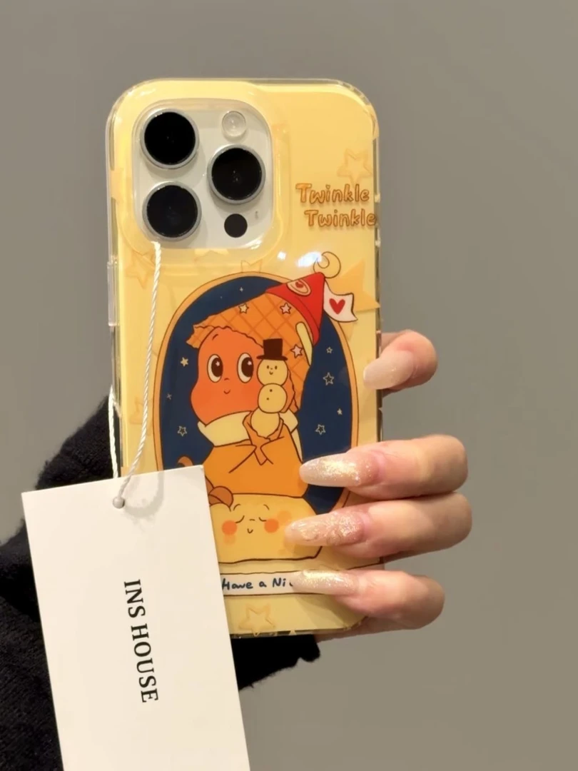 卡通雪糕筒星星人适用苹果16Promax大孔15手机壳vivo华为oppo小米