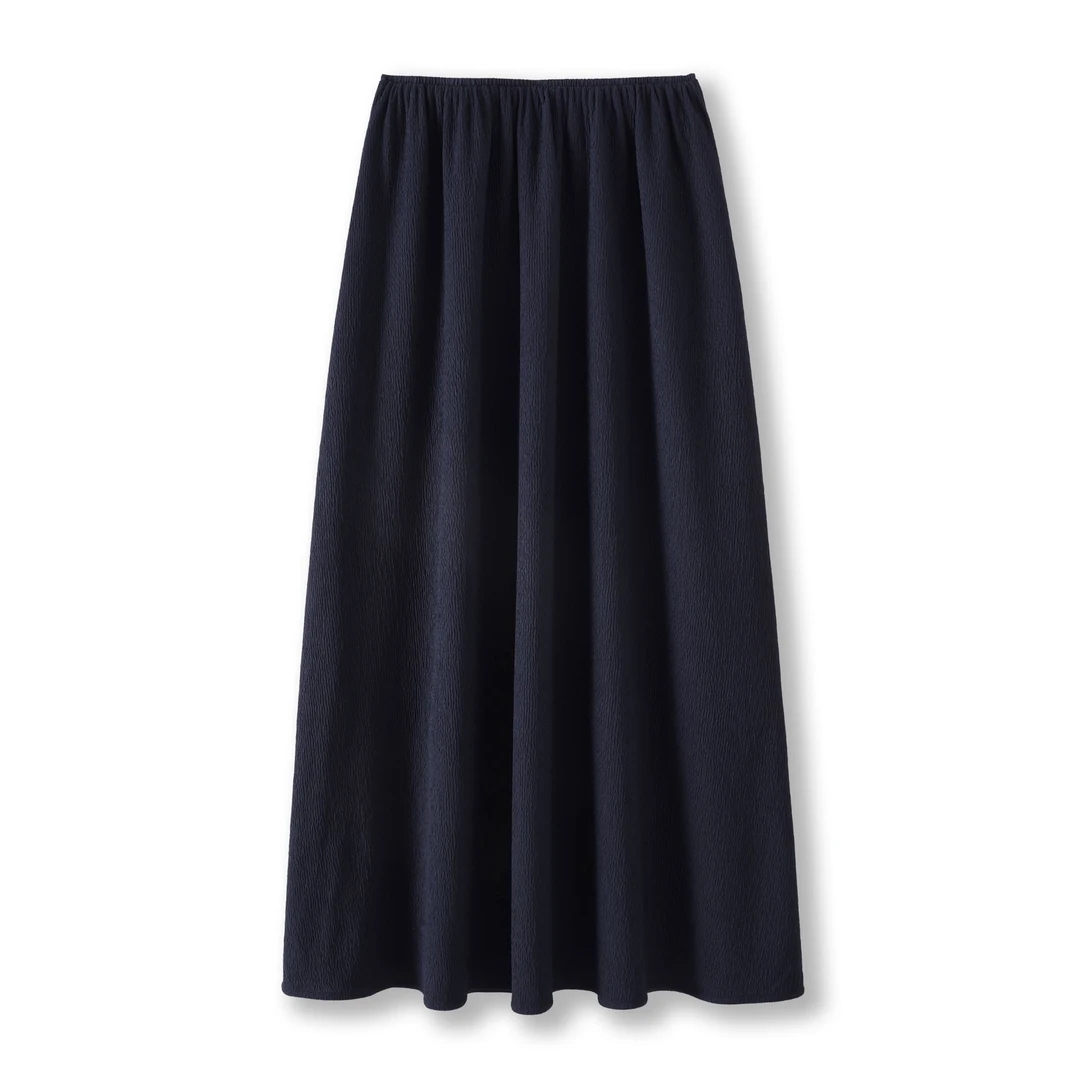 褶皱肌理感a字半身裙女春秋2025新款梨型身材百褶裙中长款半裙子