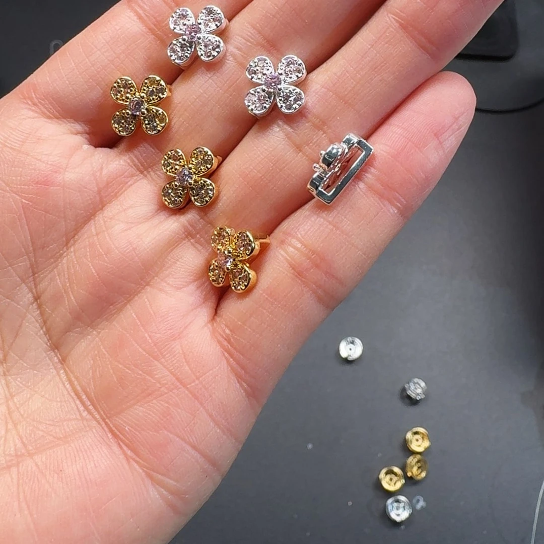 闪拍6号 6个装粉色四叶草滑扣