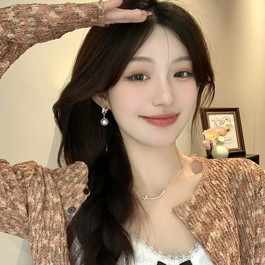 FULL GIRLISH耳环01584时尚珠珠蝴蝶结耳饰耳钉