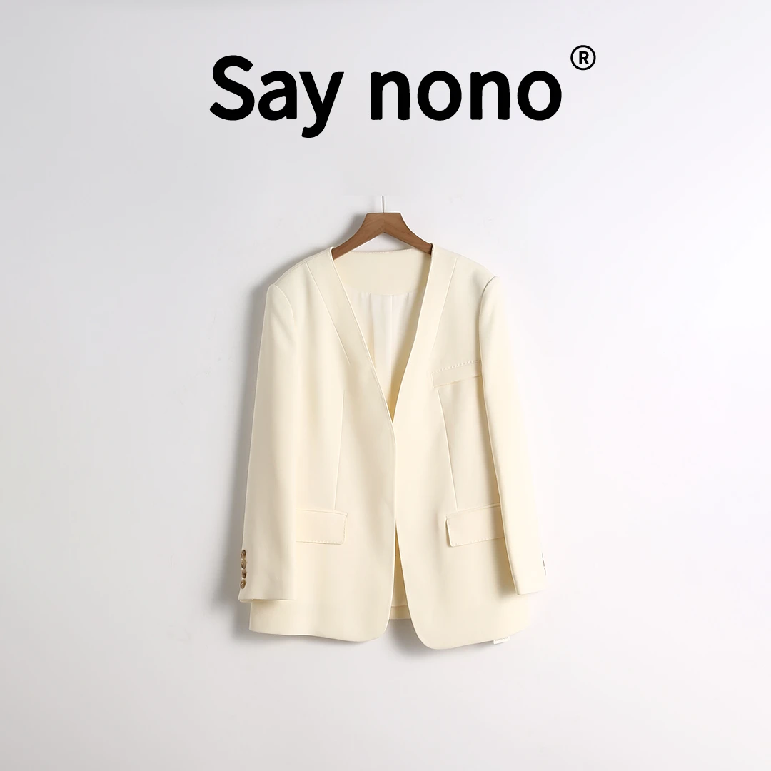 懒猫nono│Saynono ＿百搭修身休闲V领西装外套/BLX231229