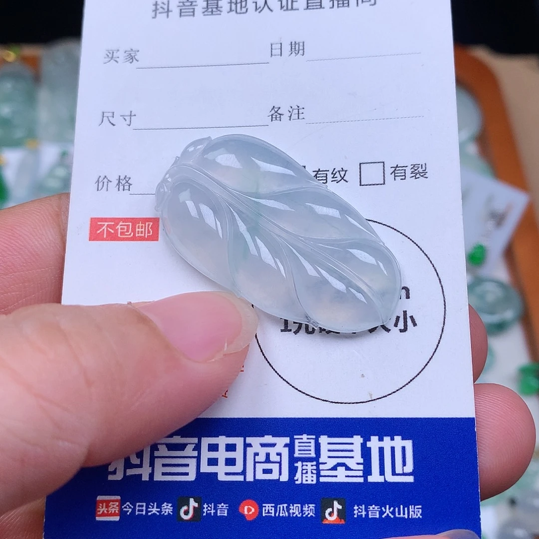 颈饰未镶嵌翡翠天然缅甸A货翡翠冰种叶子