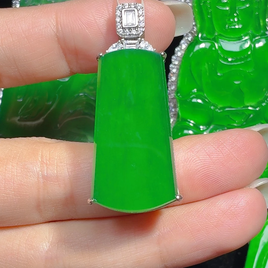 翡翠银S925镶嵌颈饰天然A货翡翠