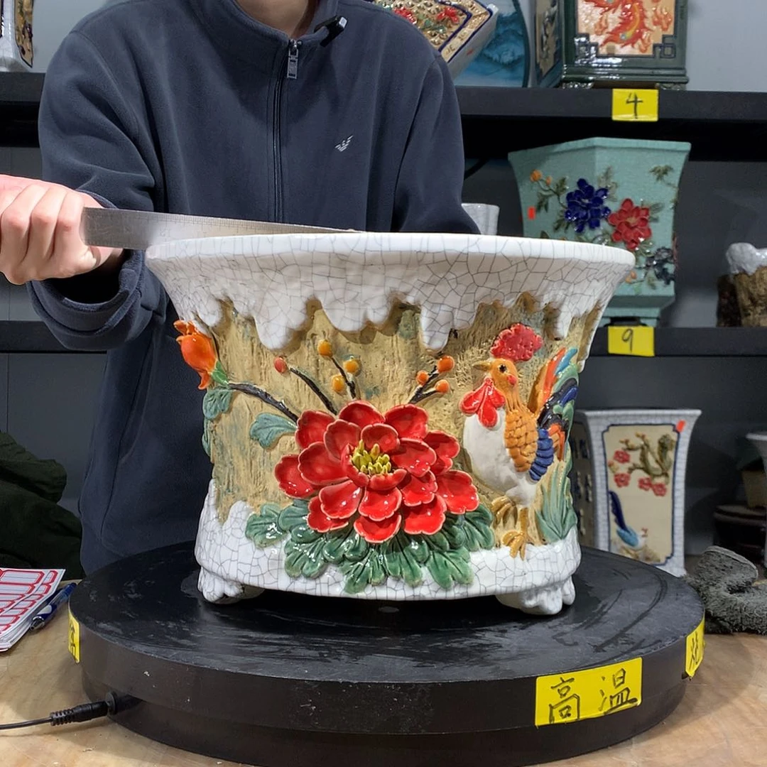 陶清阿杰石湾盆高温烧制