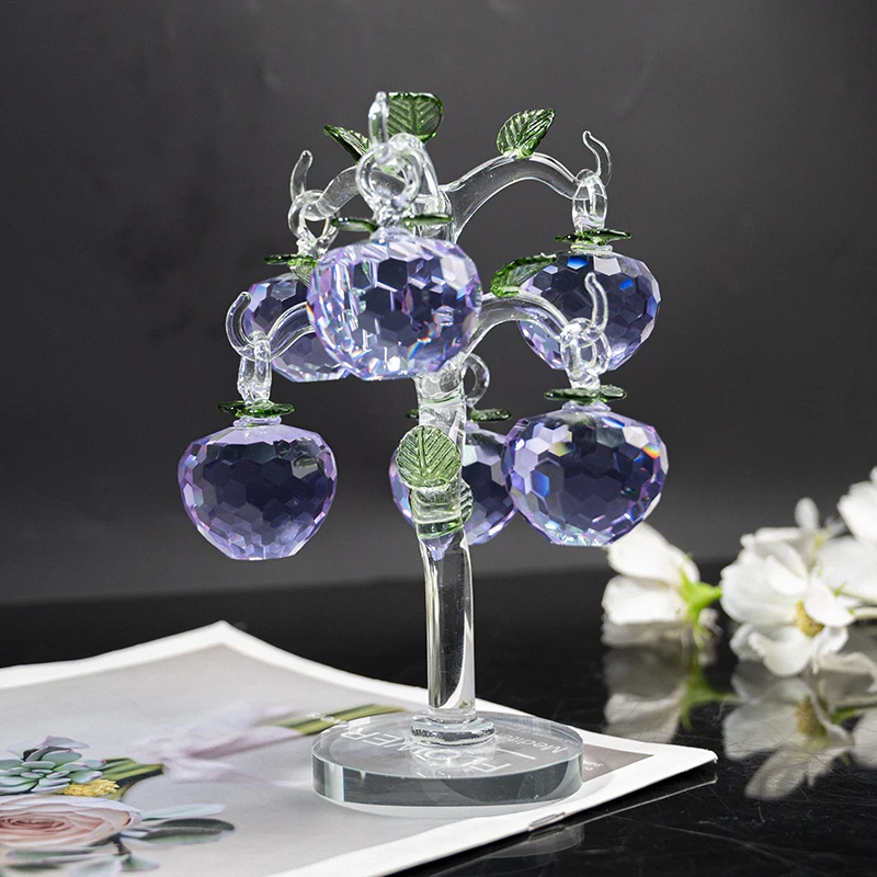 N074 现代化时尚质感6挂苹果树紫色装饰摆件