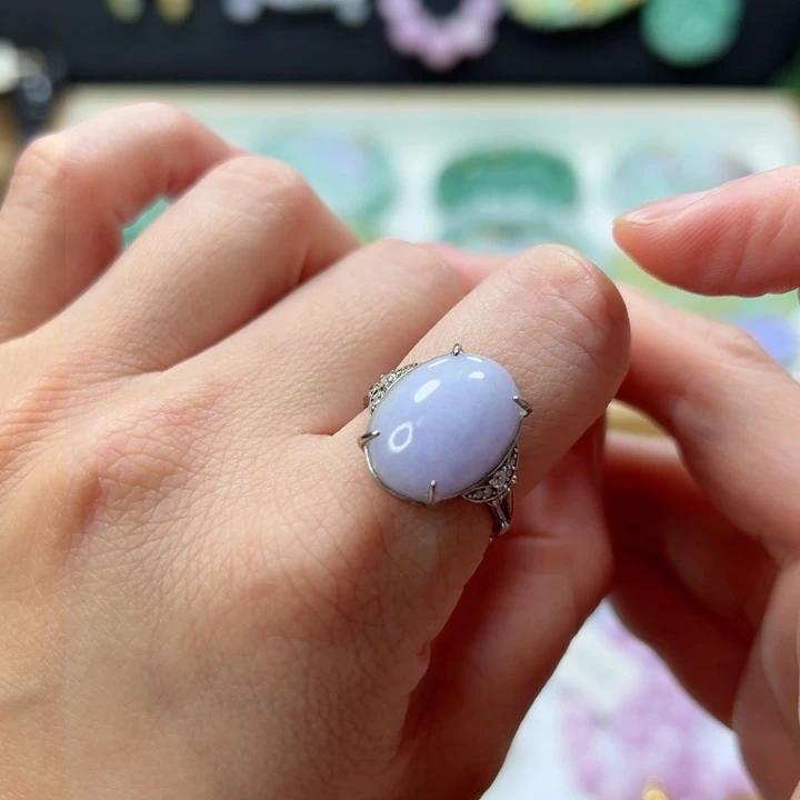 银S925镶嵌戒指翡翠华***梦戒指