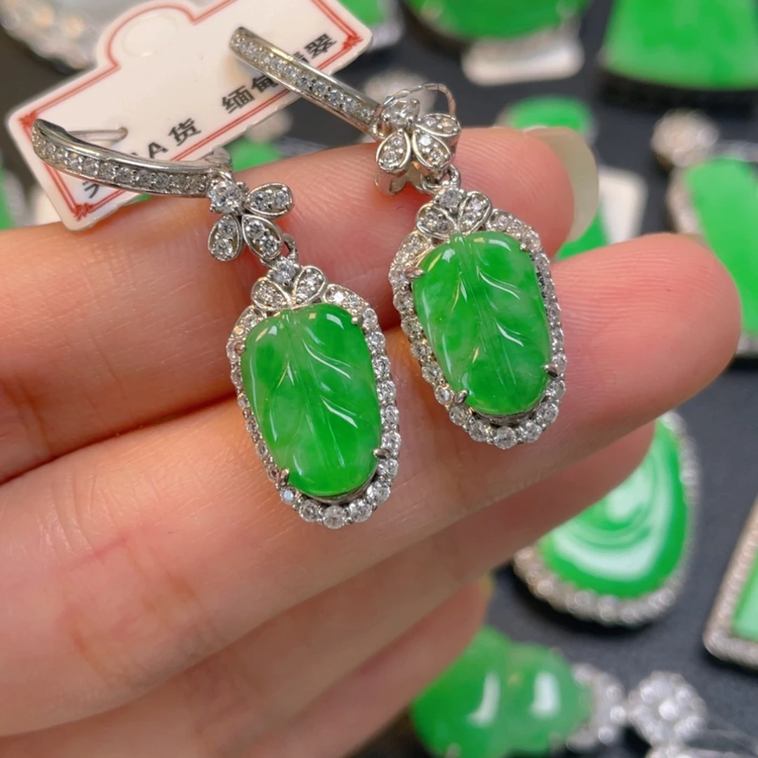 翡翠银S925镶嵌吊坠(不含链)耳坠