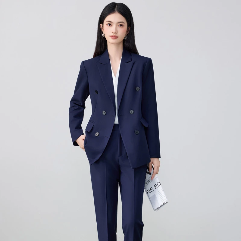 高端职业西装套装女春秋大学生面试正装气质公考西服外套工作服女