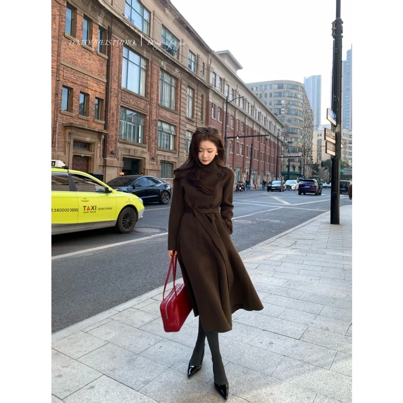 【DATOUHEI 秋冬新品】“雪落大衣"立领羊毛收腰大衣D225M21036