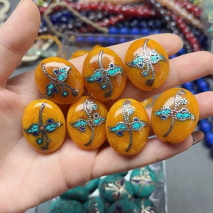 琉璃颈饰琉璃琉璃镶嵌单珠