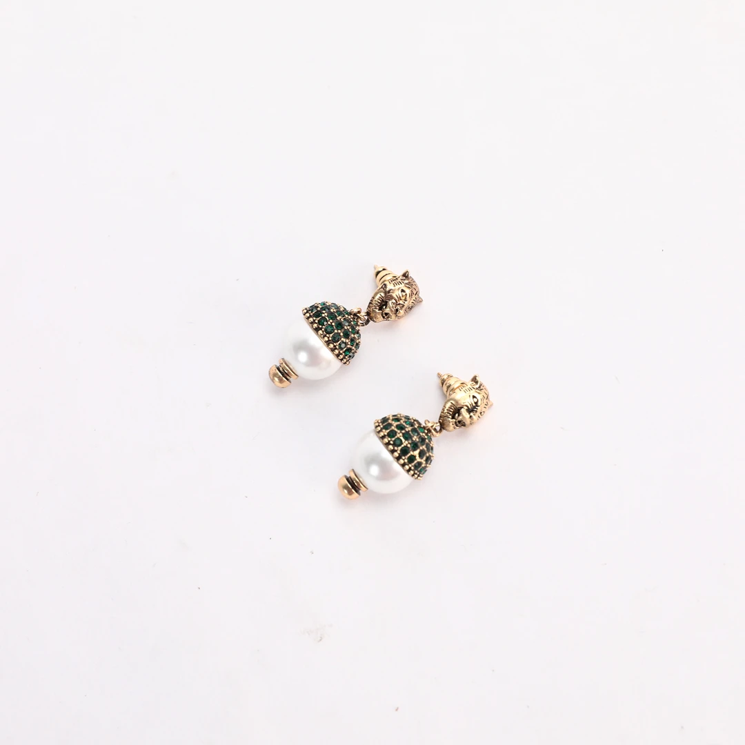 铜合金合成锆石耳饰 时代品牌【G-豹子耳钉】轻奢百搭耳饰 M40167