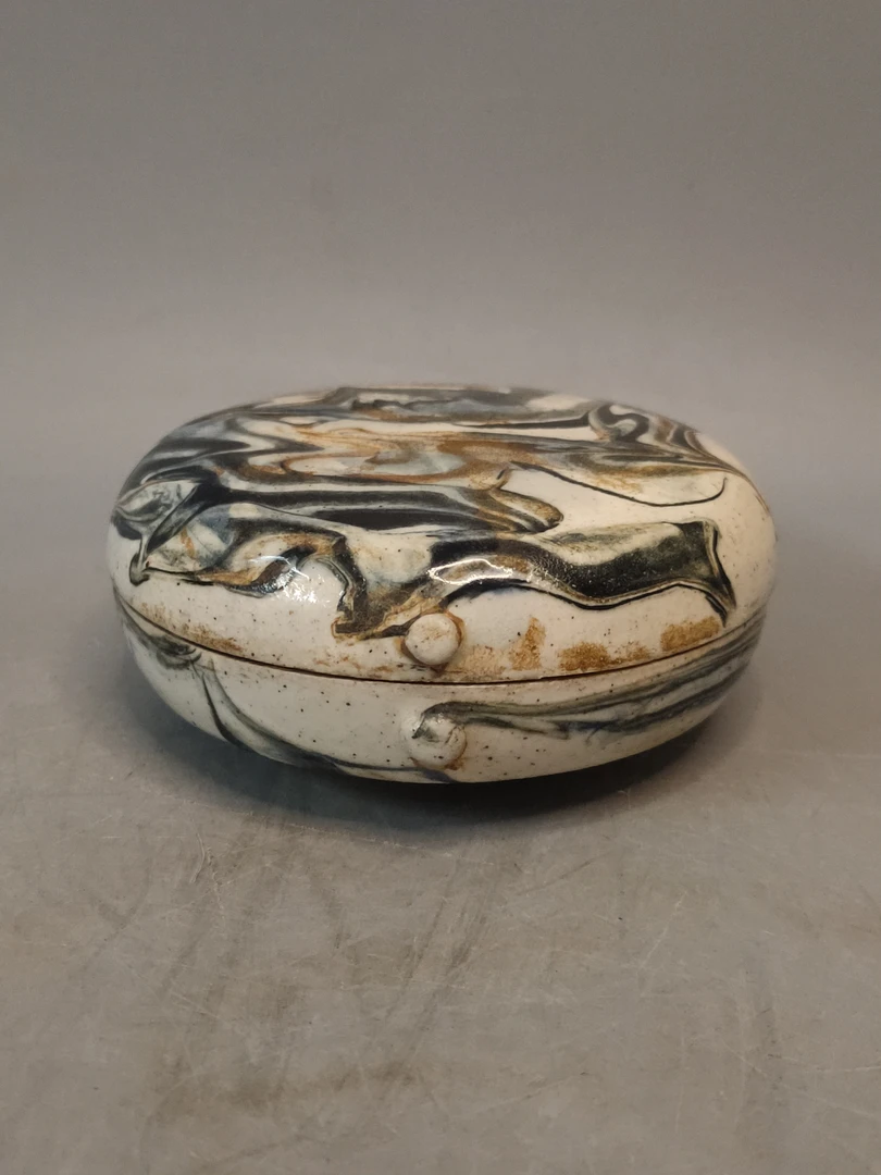 绞釉粉盒，口直径10cm，高4.6cm，老瓷器，老物件，旧藏，喜欢的来