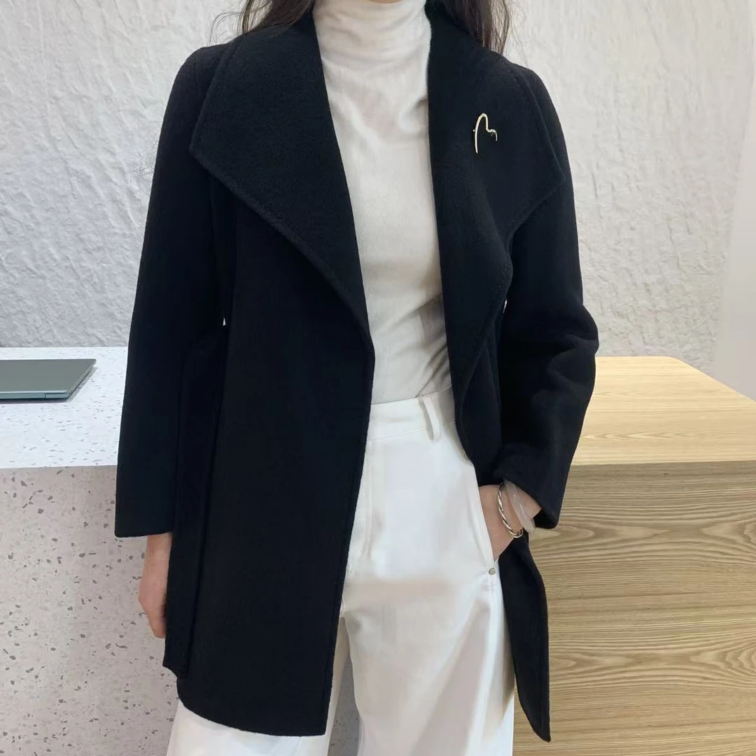 「墨澜垂领」廓形羊绒大衣女 中长款气质高级感羊绒外套