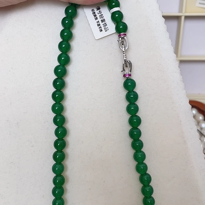 玛瑙/玉髓合金颈饰43厘米8mm绿玛瑙