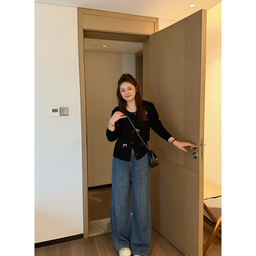 楠序【半甜主义】迪迪微胖女装 2025秋装针织衫外套毛衣开衫YZ37212