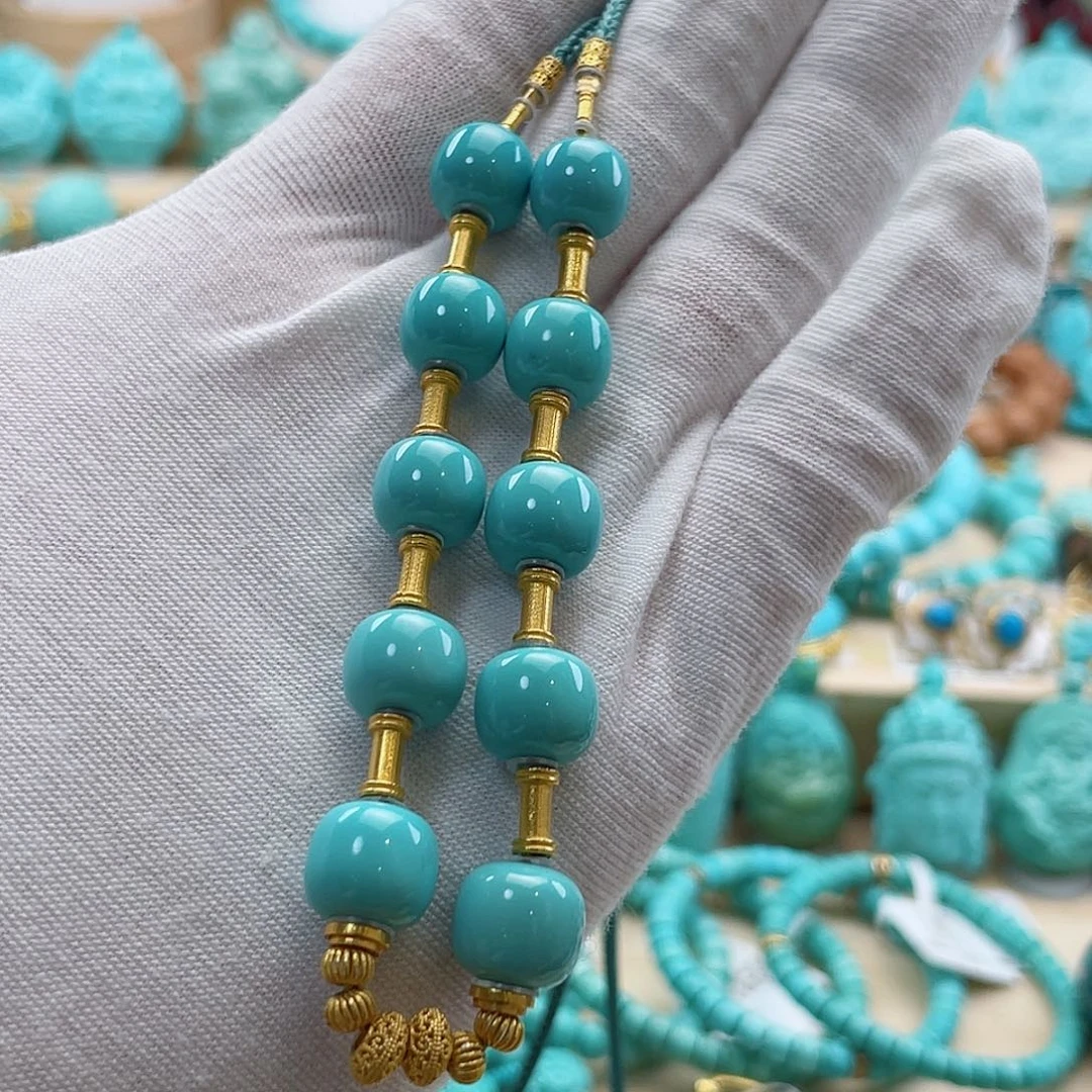 绿松石18K金镶嵌珠宝奇石