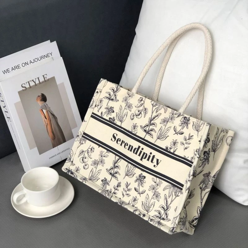 2025流行文艺帆布简约手提袋大容量托特包学书上课通勤原创帆布包