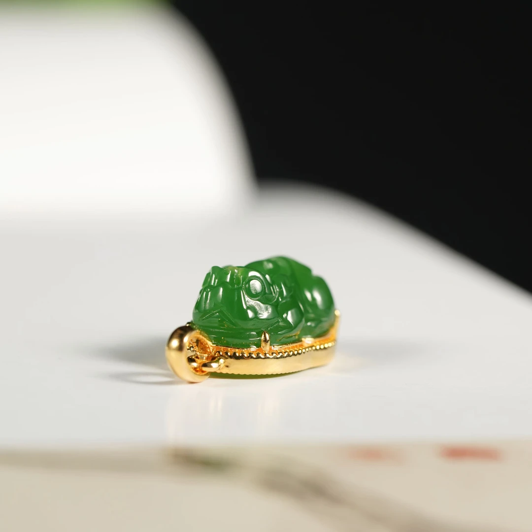 【同庆珍品】18K金和田玉貔貅吊坠 不含链 Y01