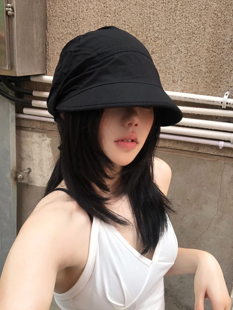 日系小众堆堆帽子女轻薄透气夏季显脸小遮阳鸭舌帽大头围防晒