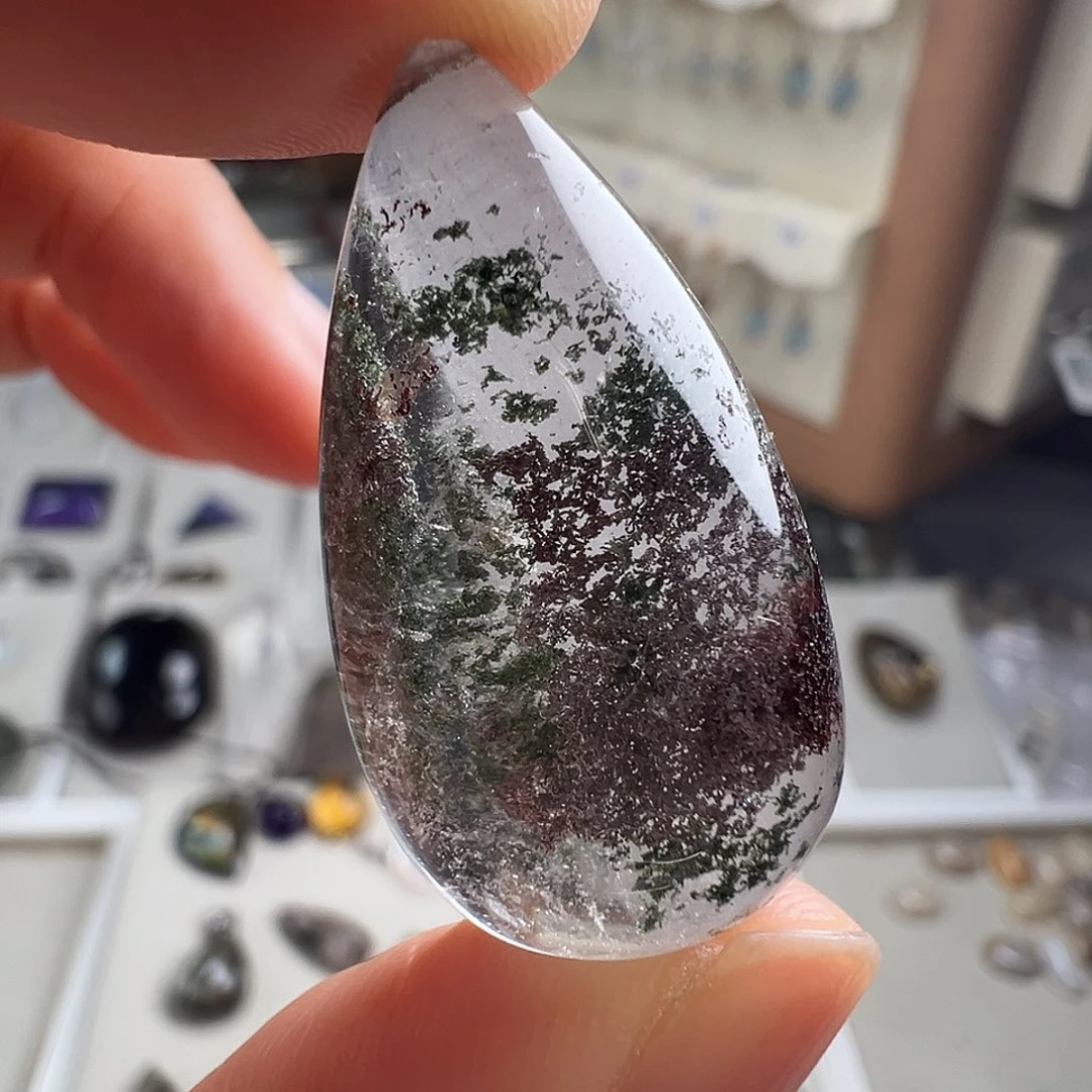 银S925镶嵌水晶颈饰天然幽灵水晶