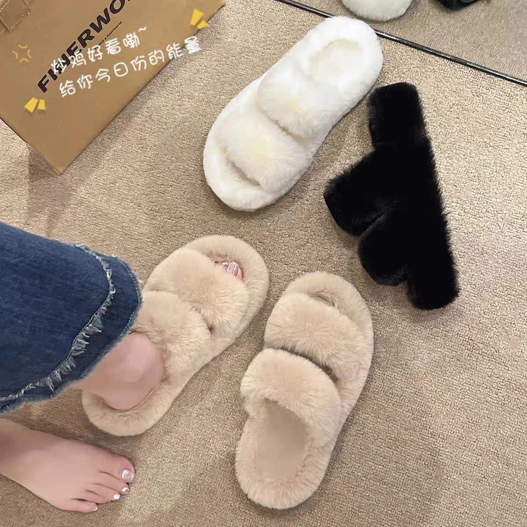 【亏本清仓】毛毛拖鞋女外穿2025新款秋冬季韩版居家毛茸茸棉拖鞋