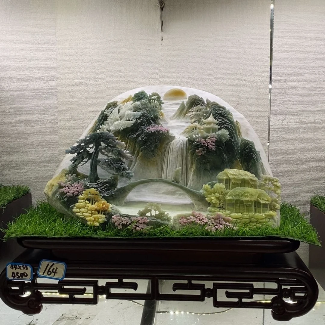 有机玻璃意境山水手工雕刻